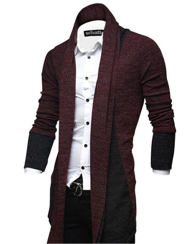 Men's Fashion Sweater Colorblock Patchwork Loose Jacket Cardigan