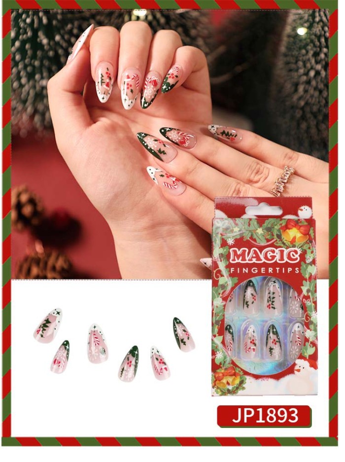 24pcs Christmas Detachable Delicate Wearing Nail Art