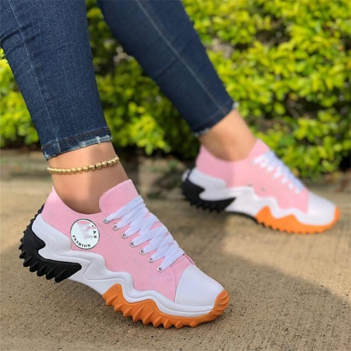 Women Comfortable Lace-Up Casual Sneakers