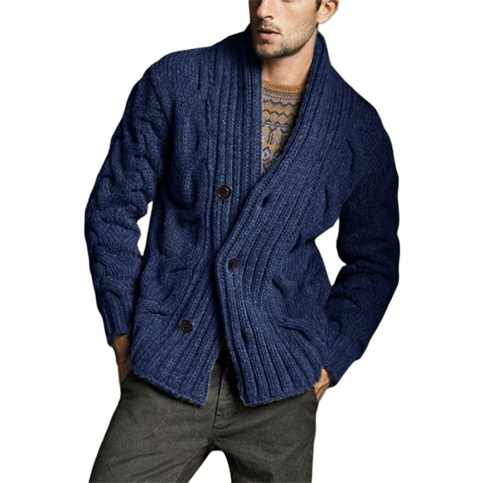 Casual Men's Sweater Fashion Loose Solid Color Cardigan