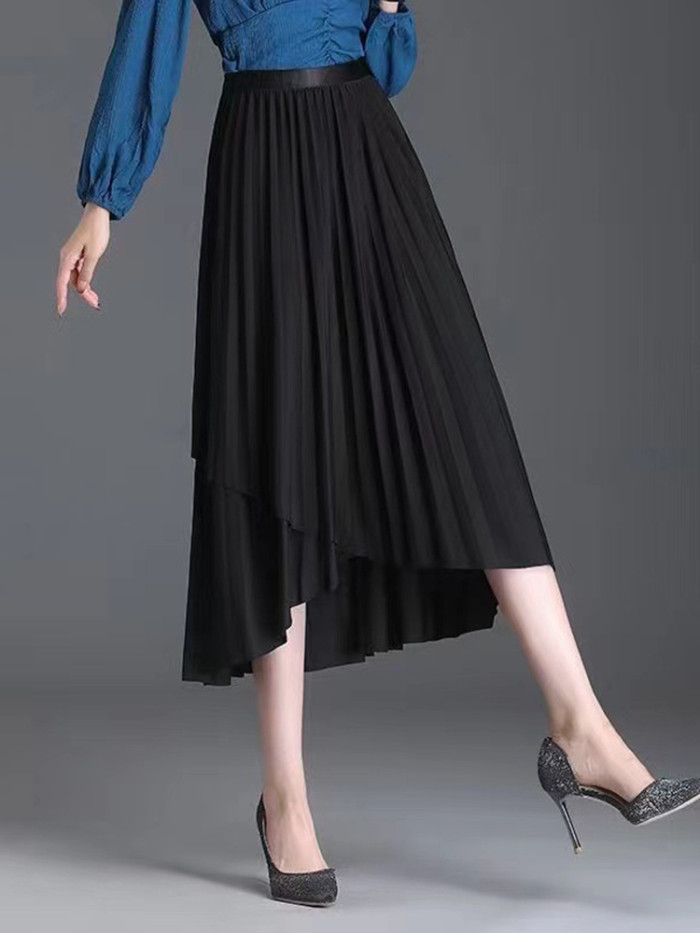 Fashion Irregular Solid Color Fishtail Ruffle Big Hem Party Skirt