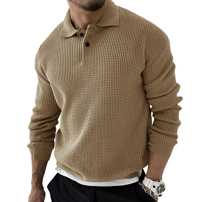 Men's POLO Shirt Lapel Solid Color Street Casual Business Sweater