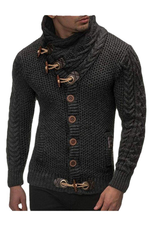 Men's Fashion Slim High Neck Warm Casual Cardigan Sweater