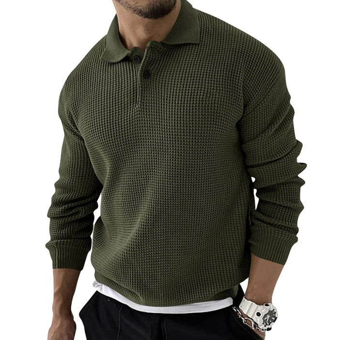 Men's POLO Shirt Lapel Solid Color Street Casual Business Sweater