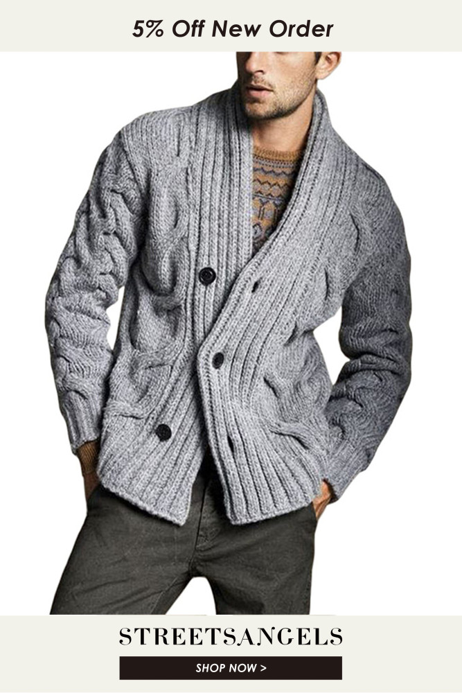 Casual Men's Sweater Fashion Loose Solid Color Cardigan
