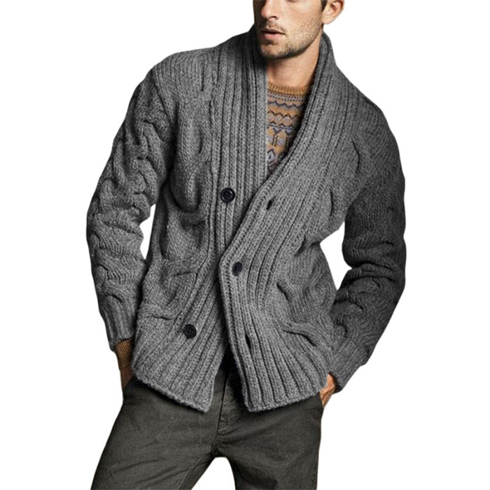 Casual Men's Sweater Fashion Loose Solid Color Cardigan