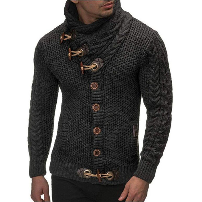 Men's Fashion Slim High Neck Warm Casual Cardigan Sweater