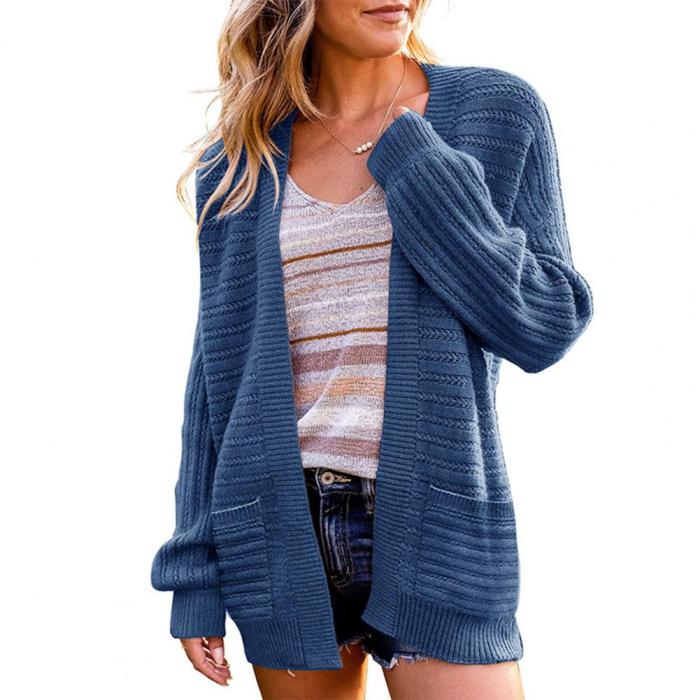 Loose Lantern Sleeves Fashion Casual Solid Color Sweater Cardigan