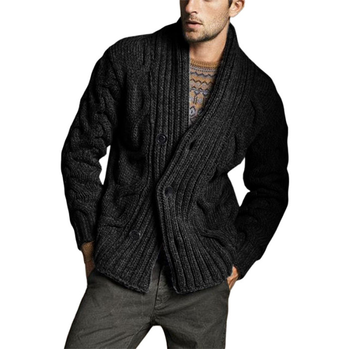 Casual Men's Sweater Fashion Loose Solid Color Cardigan