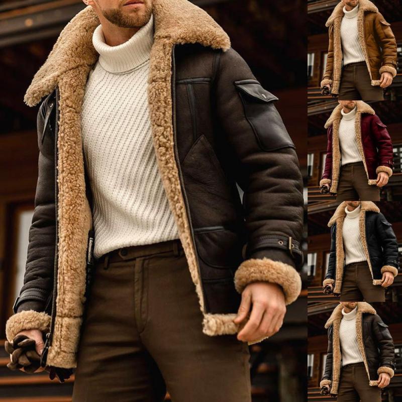 Men's Fashion Lapel Loose Zipper Outdoor Winter Jacket Outerwear
