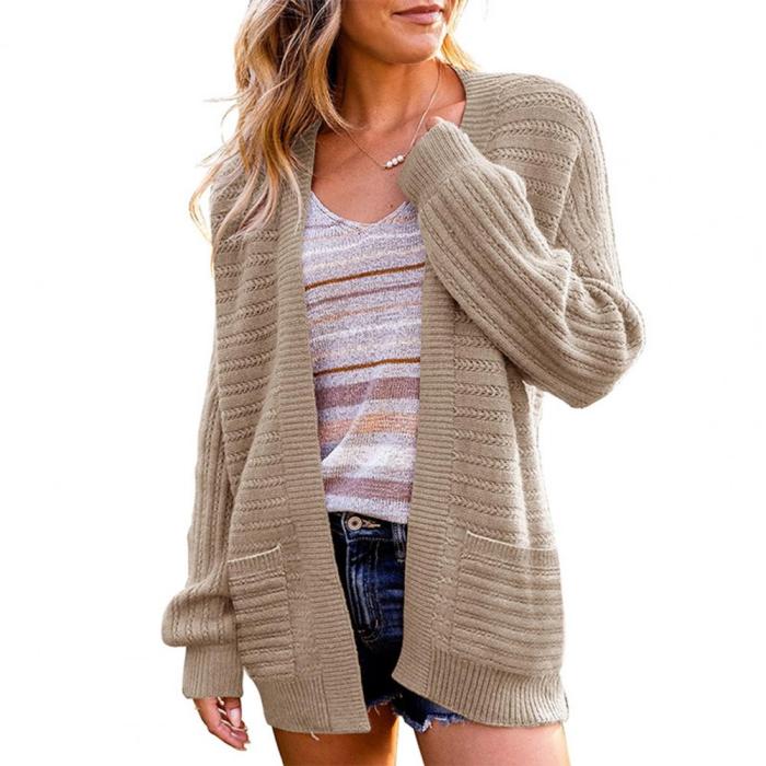 Loose Lantern Sleeves Fashion Casual Solid Color Sweater Cardigan