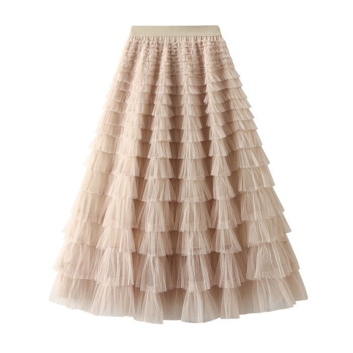 Fashion Solid Color Bohemian Party Cake Multi-Layered  Skirts