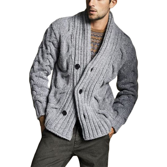 Casual Men's Sweater Fashion Loose Solid Color Cardigan