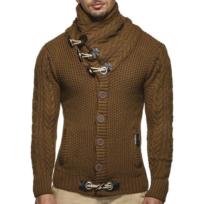 Men's Fashion Slim High Neck Warm Casual Cardigan Sweater