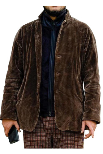 Fashion Men's Corduroy Button Solid Color Trend Jacket Coat Top