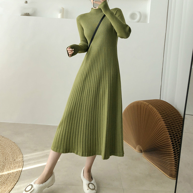 ELEGANT FRAME SWEATER KNIT MIDI DRESS