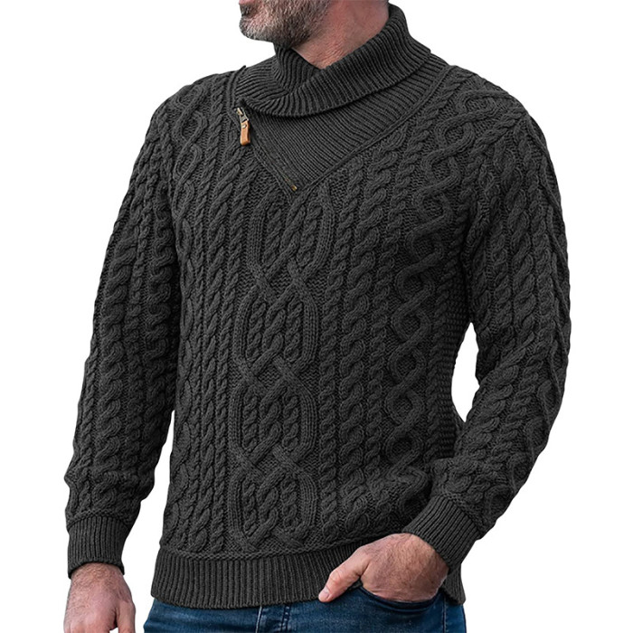 Men's Fashion Fleece Half Zip Turtleneck Warm Slim Fit Thick Sweater