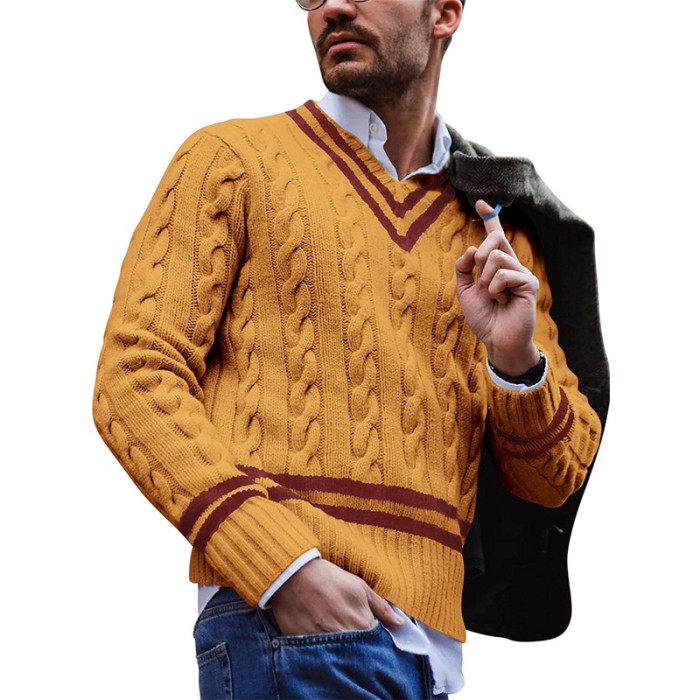 Men's V-Neck Warm Casual Fashion Knit Sweater
