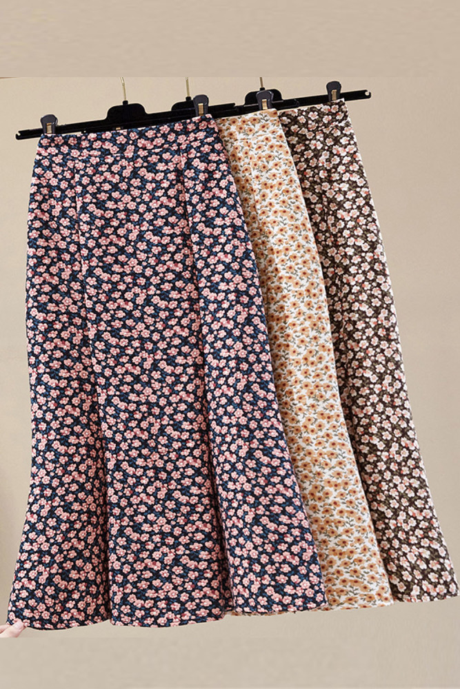 Fashion Sexy Retro Floral High Waist Fishtail A-Line Skirt