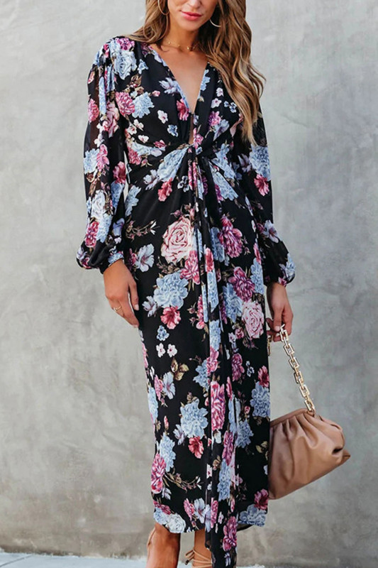 Boho Print V-Neck Irregular Fashion Sexy  Maxi Dress