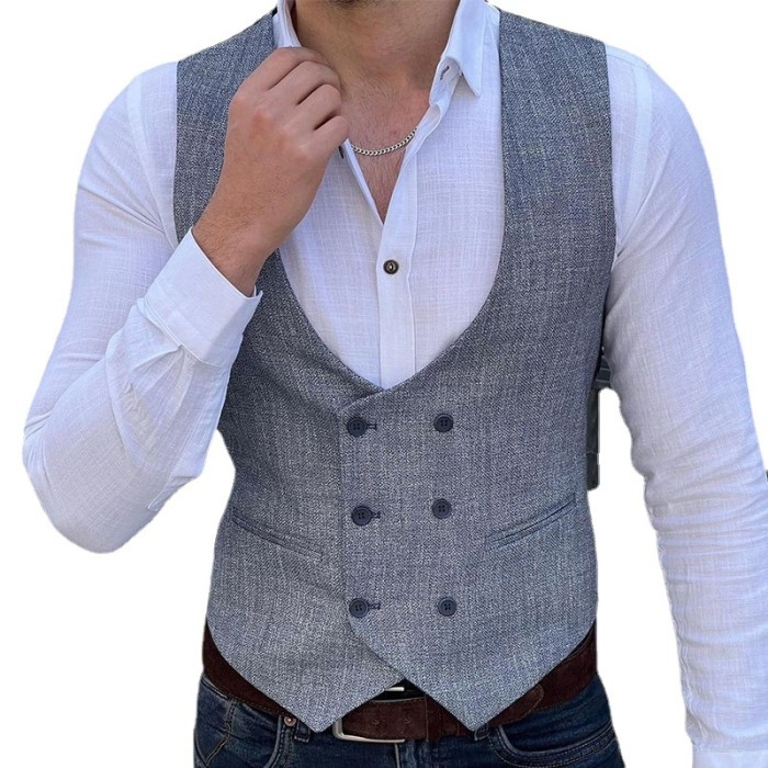 Men's Fashion Casual Solid Color Wool Trim Vest