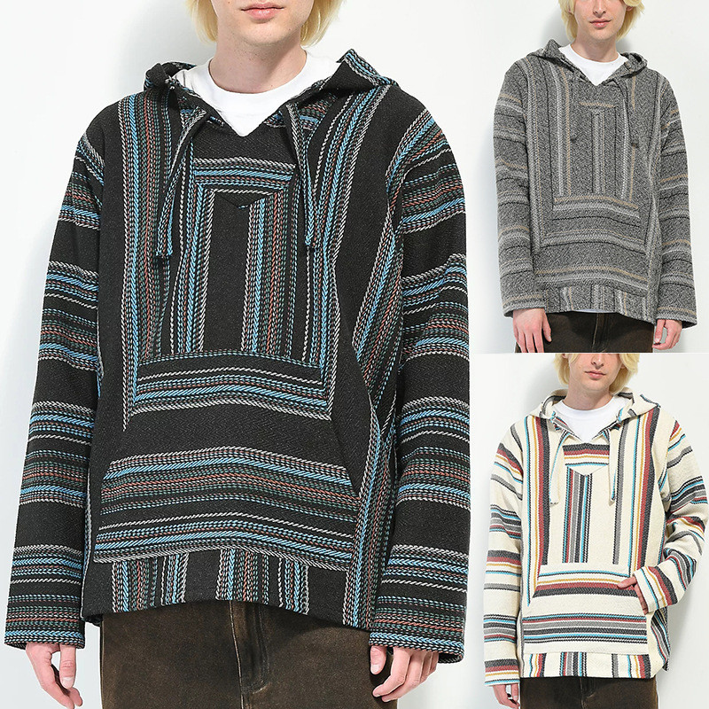 Men's Retro Striped Fashion Casual Hoodie  Sweatshirts
