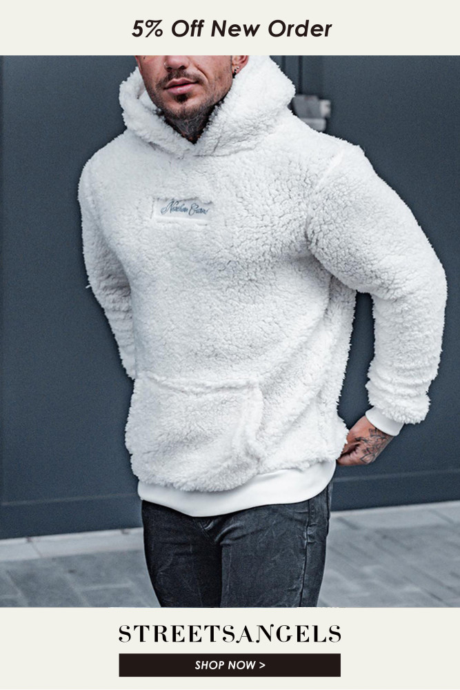 Fashion Patchwork Casual Long Sleeve Puffy Fleece Warm Hoodie Sweatshirt