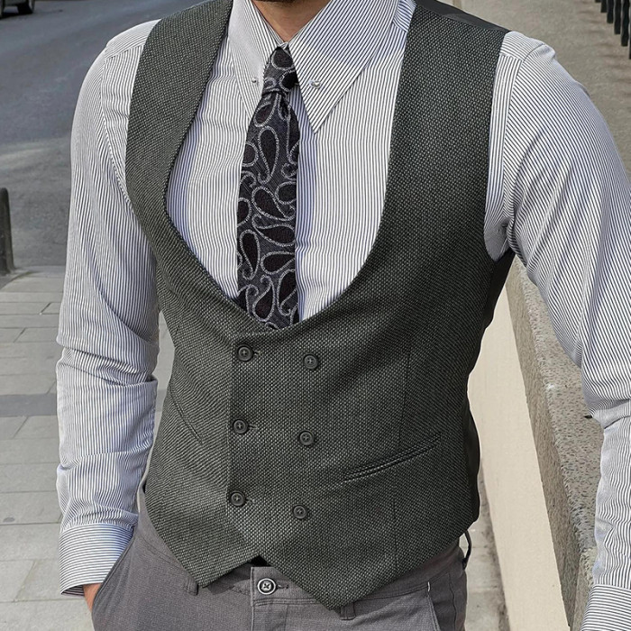 Men's Fashion Casual Solid Color Wool Trim Vest