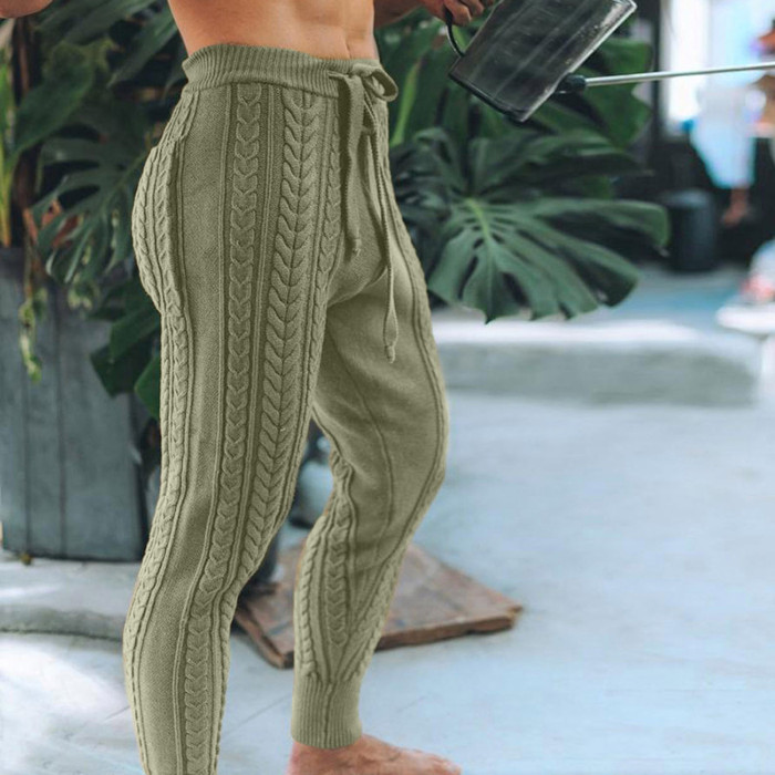 Men's Casual Solid Color Slim Fit Thermal Pants