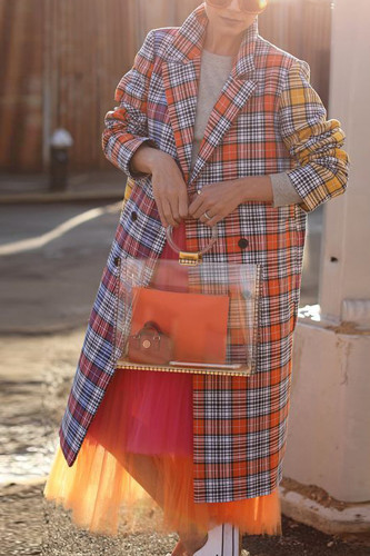 Women's Casual Plaid Lapel Fashion Coat