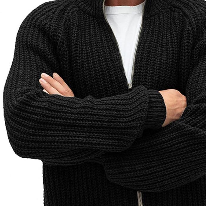 Fashion Solid Color Turtleneck Versatile Casual Sweater Cardigan