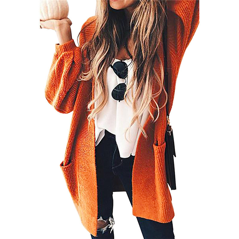 Fashion Loose Balloon Sleeve V-Neck Jacket Knit Sweater Cardigans  Top