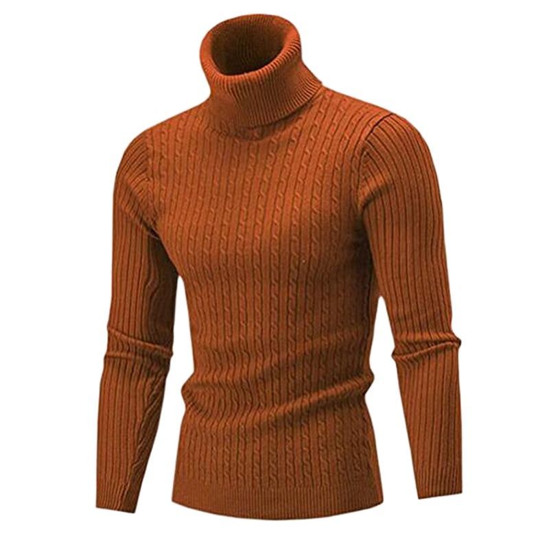 Men's Turtleneck Lapel Slim Fit Casual Fashion Solid Color Sweater