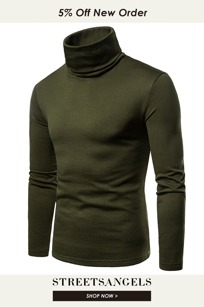Men's Slim Fit Long Sleeve Turtleneck Solid Thermal T-Shirt