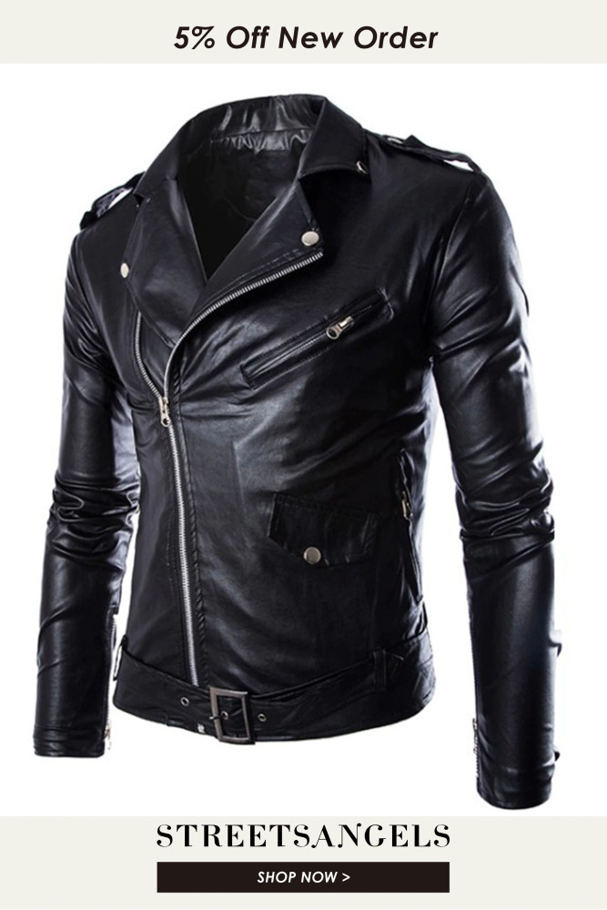 Men's Fashion Lapel Pu Trend Personality Simple Punk Jacket Coat