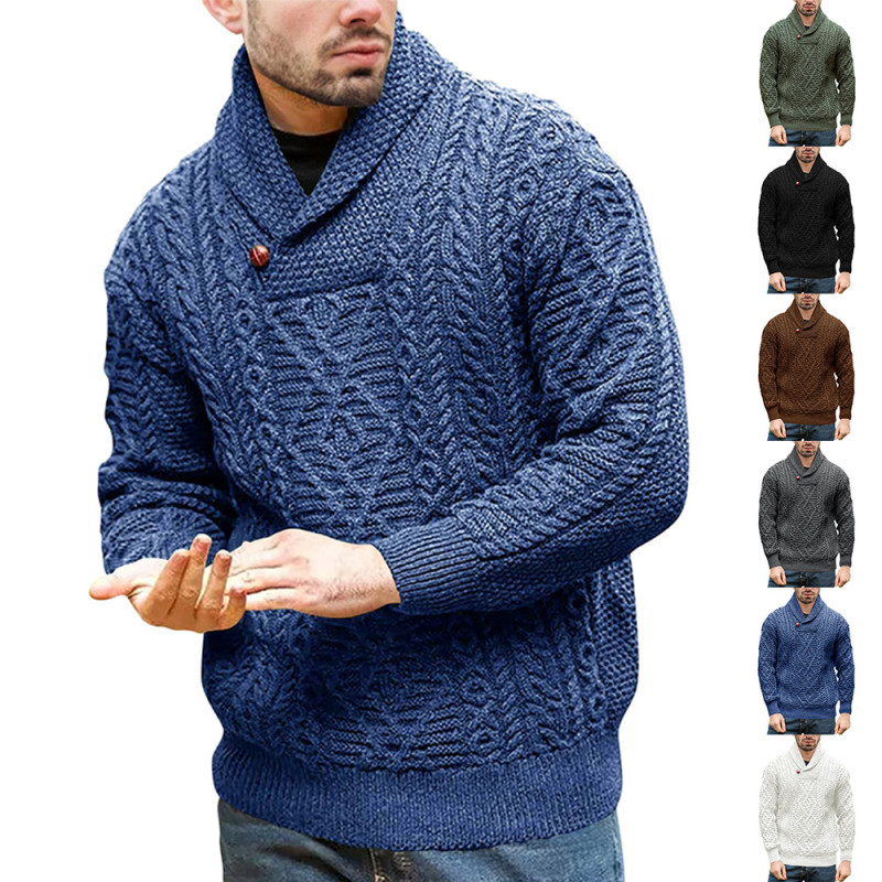 Men's Turtleneck Lapel Warm Slim Fit Casual Sweater