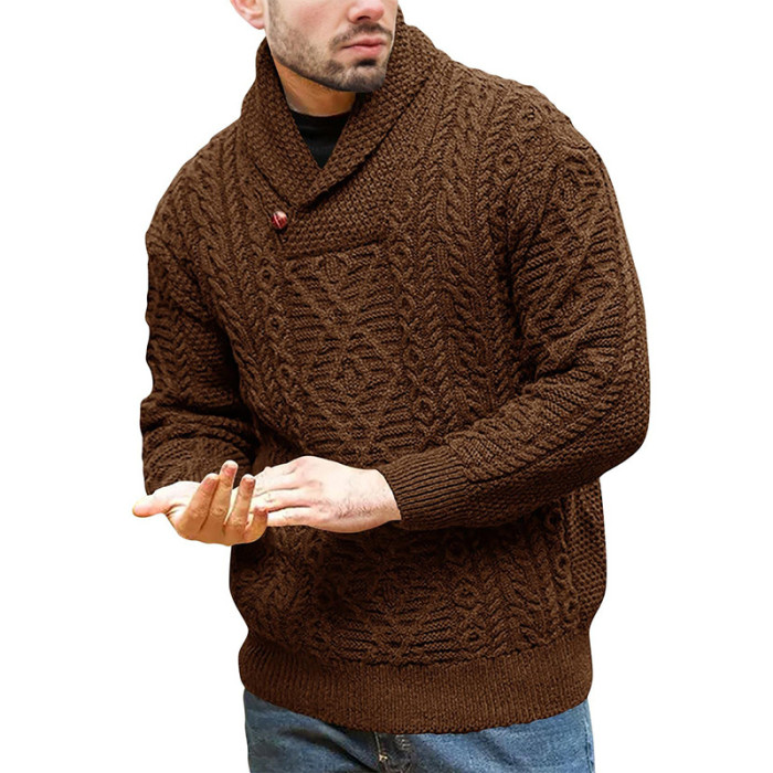 Men's Turtleneck Lapel Warm Slim Fit Casual Sweater