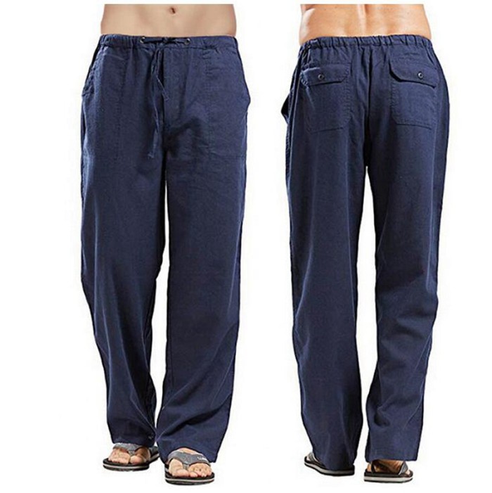 Linen Wide Leg Oversized Linen Street Casual Men's Sweatpants