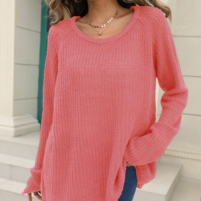 Women's Long Sleeve Warm Off Shoulder Sexy Loose Retro Sweaters