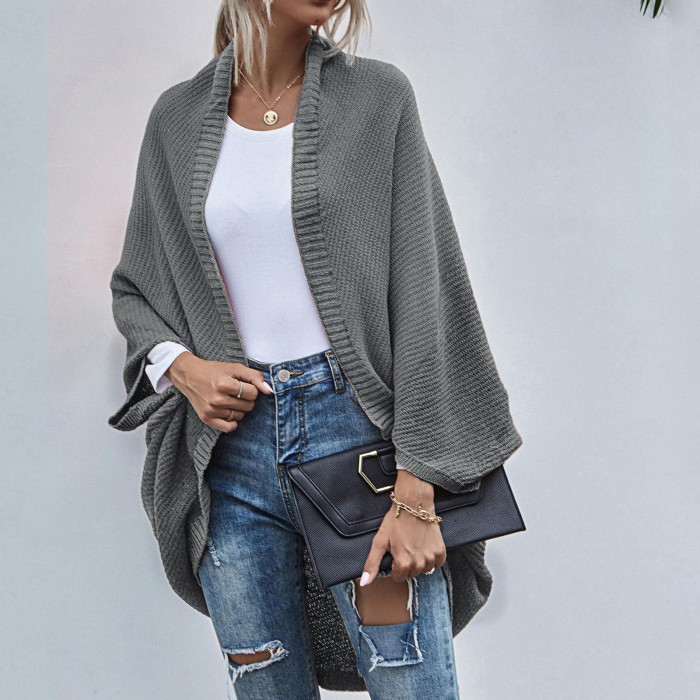 Fashion Solid Color Women Knited Cardigan