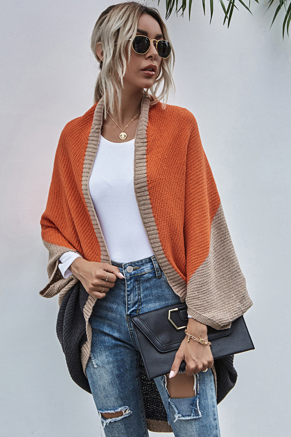 Fashion Solid Color Casual Knitted Cardigan Three-piece Set