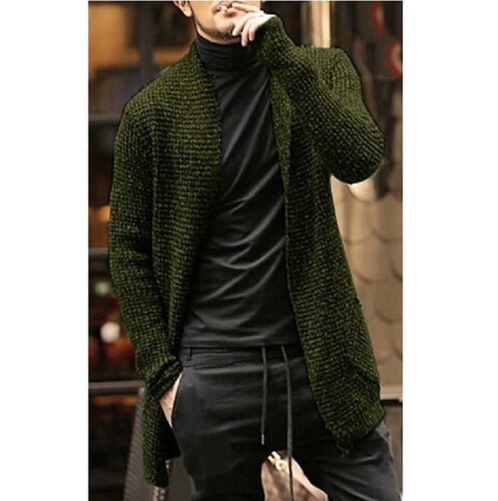 Men's O Neck Thickened Warm British Style Casual Sweater Cardigan
