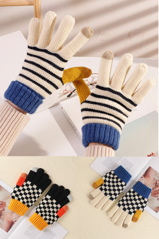 Fashion Knitted Wool Touch Screen Warm Fleece Gloves