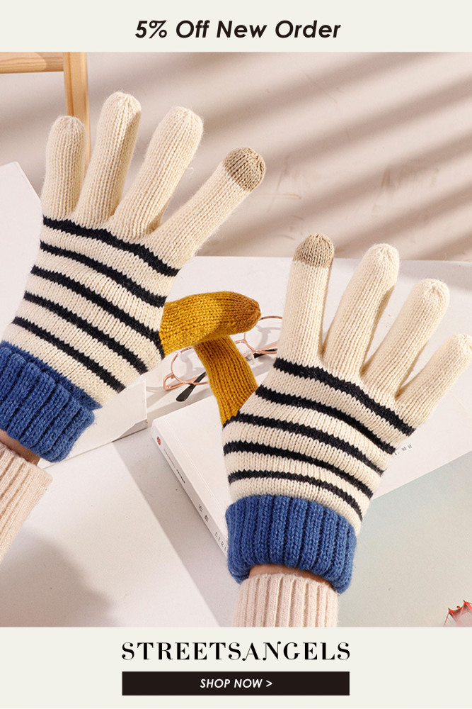 Fashion Knitted Wool Touch Screen Warm Fleece Gloves