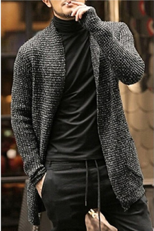 Men's O Neck Thickened Warm British Style Casual Sweater Cardigan