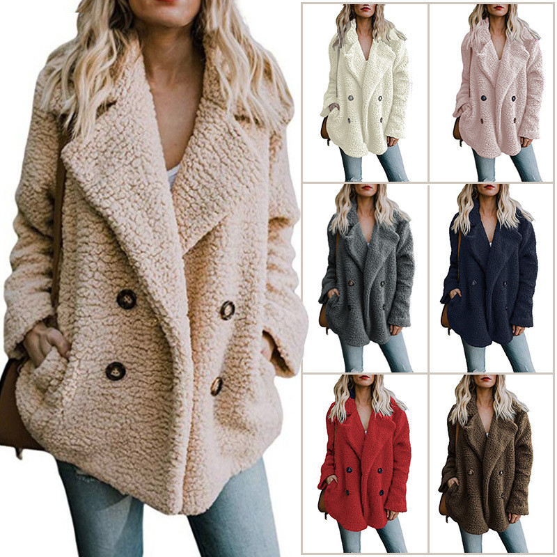 Fashion Warm Faux Fur Casual Solid Color Soft Fluffy Fleece Jacket Coat