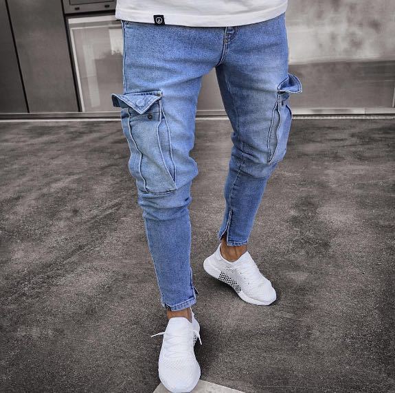 Men's Fashion Casual Frayed Slim Fit Stretch Ripped Jeans