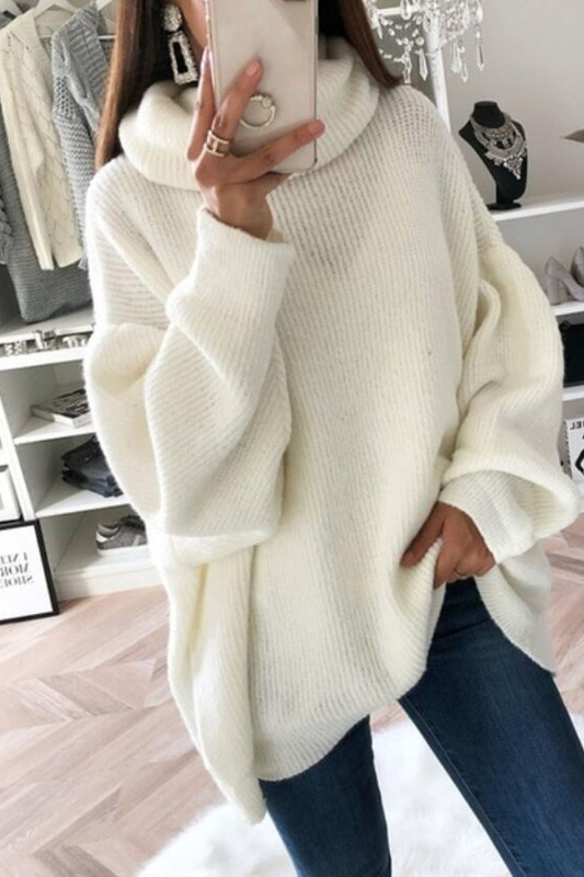 Long Sleeve Turtleneck Fashion Solid Color Knit Top Sweater