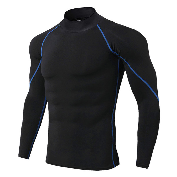 Men's Warm High Neck Sports Warm Fitness Long Sleeves T Shirts