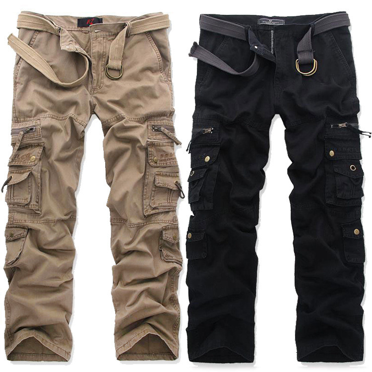 Men's Casual Pocket Straight Cotton Cargo Pants